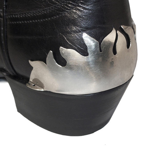 German Alpaca Boot Heel Plates Flame (Silver)